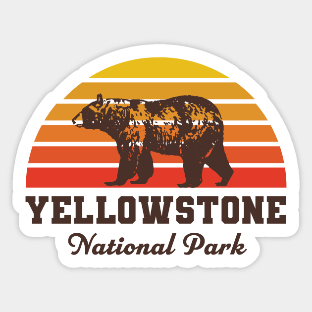 Yellowstone National Park Bear Sunset Yellow Sticker by PodDesignShop